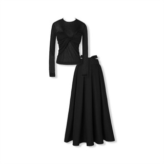 [Deal Độc Quyền] Set Áo Nữ Twist Long Sleeves Gown Pleat Skirt Hiện Đại Tôn Dáng Thoải Mái , WSB116  SOME HOW STORE
