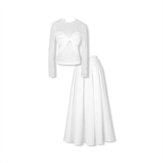 [Deal Độc Quyền] Set Áo Nữ Twist Long Sleeves Gown Pleat Skirt Hiện Đại Tôn Dáng Thoải Mái , WSB116  SOME HOW STORE