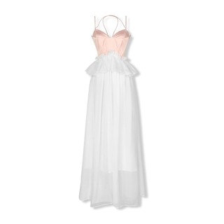 Đầm Nữ Dài Lace Layers String Top, Chất Vải Phi Tafta Phối Vải Tơ Ánh Kim, WDD059 SOME HOW STORE