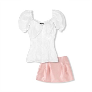 Set Nữ Short Pump Sleeve Top , Chất Vải Áo chất ren hoa Quần chất taffta nhũ , WSB042 SOME HOW STORE