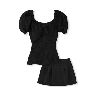 Set Nữ Short Pump Sleeve Top , Chất Vải Áo chất ren hoa Quần chất taffta nhũ , WSB042 SOME HOW STORE