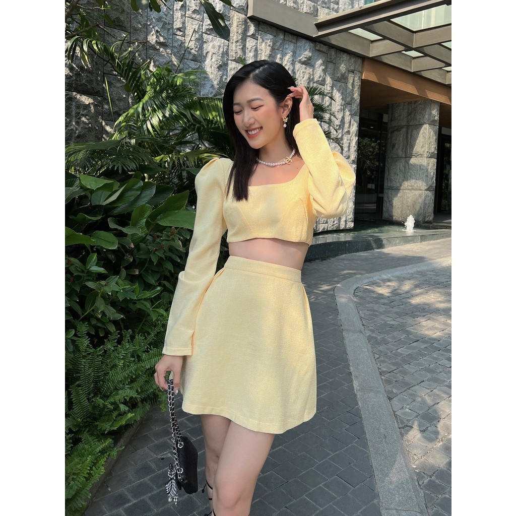 Ảnh COCO SIN - Set Áo Croptop Tay Phồng + Chân Váy Vàng 1