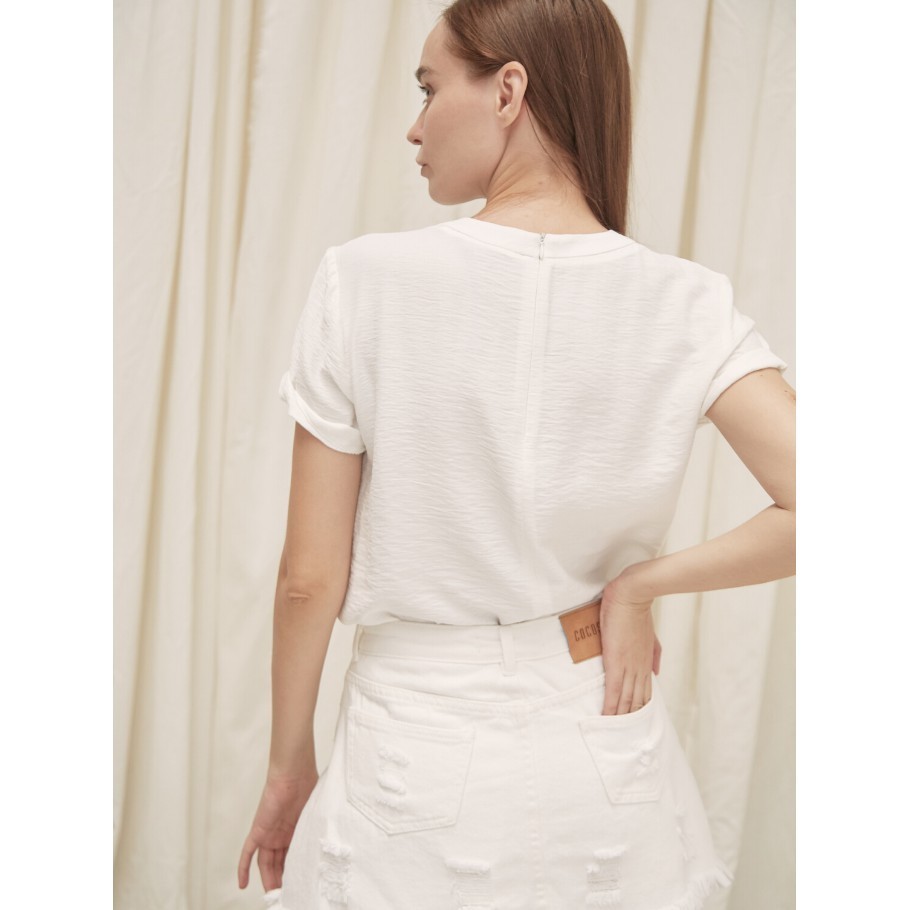 Ảnh COCOSIN - Áo Lụa Trắng In Paris Xanh 4