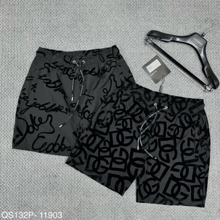 Quần Short Gió Nam Đen Dập Hoạ Tiết Vân Chữ Nhung Monogram Hai Mặt Phối Dây Rút Dệt Chữ Cho Các Boy Phố Đi Tán Gái Hot