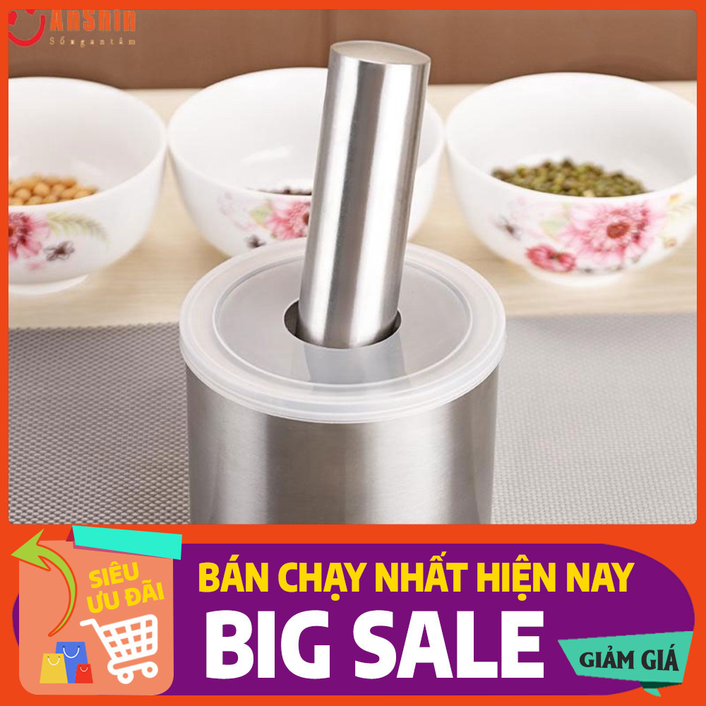 Bộ Cối Chày Inox 304 - Hàng Cao Cấp Không Vết Hàn - Bảo Hành Trọn Đời Không Han Gỉ Mẫu Mới -  3369