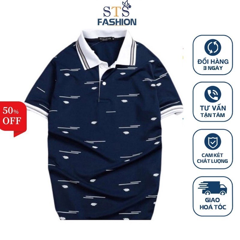 (Hàng Đẹp) Áo thun nam cổ bẻ POLO vải cá sấu poly mát mịn thoáng, không nhăn nhàu, 2 màu xanh, trắng -STS0150