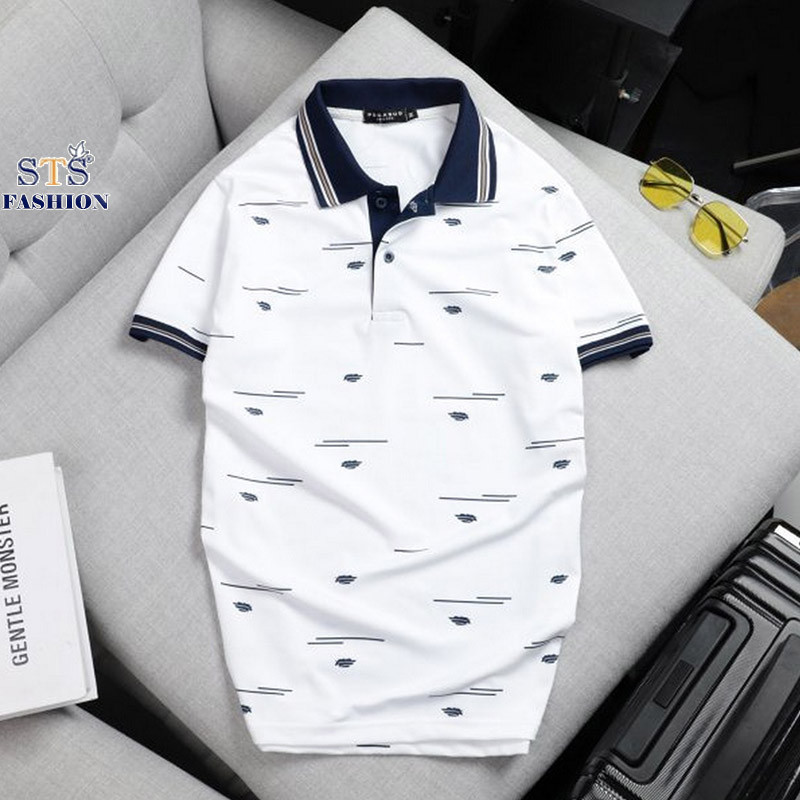 (Hàng Đẹp) Áo thun nam cổ bẻ POLO vải cá sấu poly mát mịn thoáng, không nhăn nhàu, 2 màu xanh, trắng -STS0150