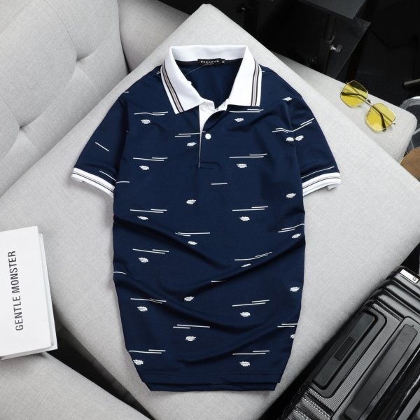 (Hàng Đẹp) Áo thun nam cổ bẻ POLO vải cá sấu poly mát mịn thoáng, không nhăn nhàu, 2 màu xanh, trắng -STS0150