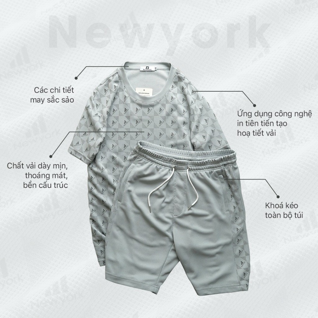 (Hàng Đẹp) Bộ quần áo nam thể thao Nam New York chất cotton dệt mắt tổ ong cao cấp, mềm mịn, thoáng mát,0179