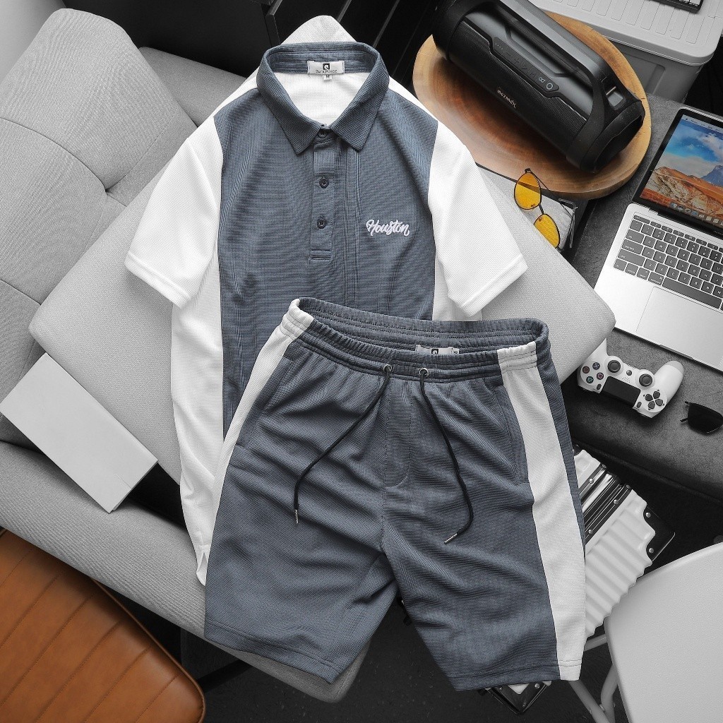 (Hàng Đẹp) Bộ quần áo nam thể thao nam Houston.chất cotton dệt mắt tổ ong siêu mịn, thoáng mát,Hàng cao cấp, STS0180