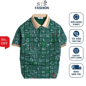 Áo thun nam Fox Man họa tiết trẻ trung, vải cá sấu, màu xanh, đen, trắng -STS0164 Xuất khẩu