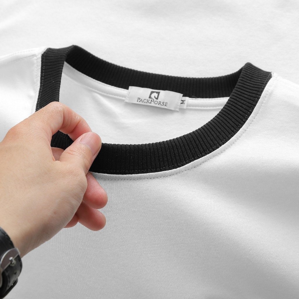 Áo Thun Cổ Tròn M&M, Vải Cotton cát – chuẩn cotton quảng châu loại 1. Chất mát, thấm mồ hôi tốt, co giãn 4 chiều
