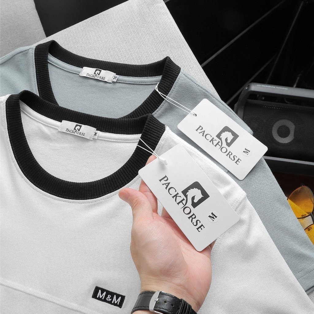 Áo Thun Cổ Tròn M&M, Vải Cotton cát – chuẩn cotton quảng châu loại 1. Chất mát, thấm mồ hôi tốt, co giãn 4 chiều