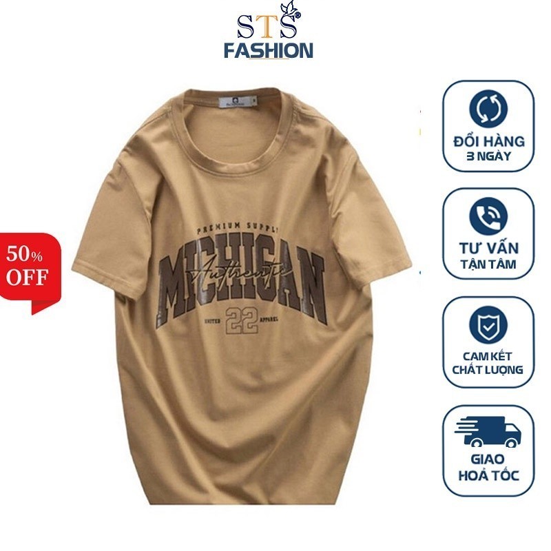 (Hàng Đẹp) Áo thun nam cổ tròn MICHIGAN vải cotton mịn -STS0155