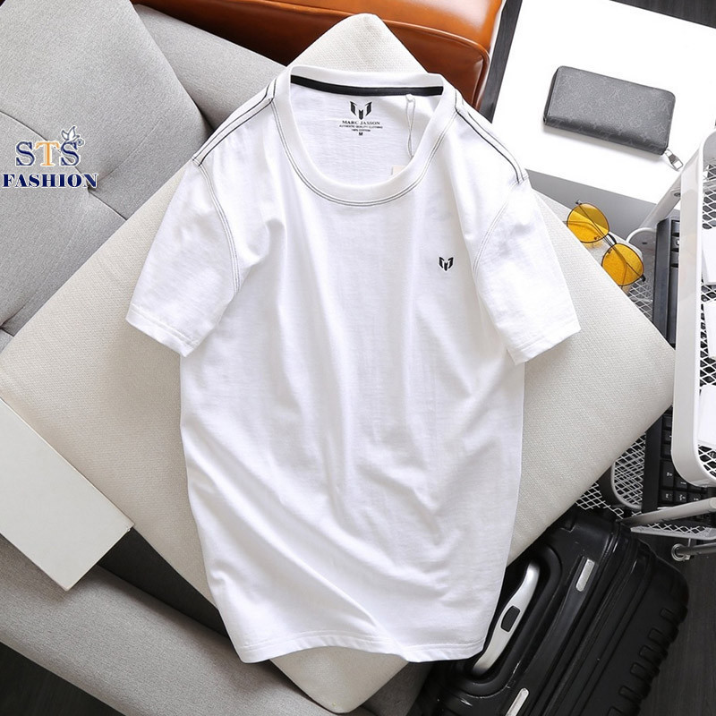 (Hàng Đẹp) Áo thun nam Marc trắng đen , vải Thun cotton single cao cấp, thấm hút mồ hô, không nhăn nhàu  -STS0067