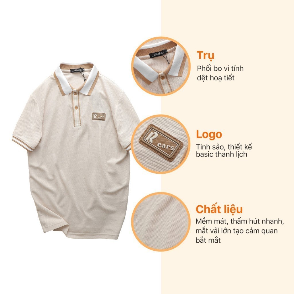 Áo Thun POLO Cổ Bẻ Rears, Chất liệu Thun cá sấu cotton lục giác cao cấp, mềm mát, thấm hút tốt, co giãn 4 chiều P0191