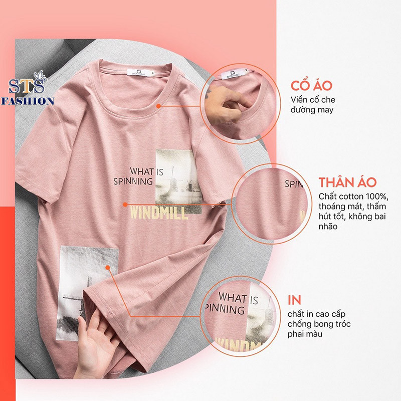 Áo thun cổ tròn Windmil màu sắc trẻ trung,Thun cotton muối, chất mềm mát, thấm hút mồ hôi tốt, thời trang -STS0157
