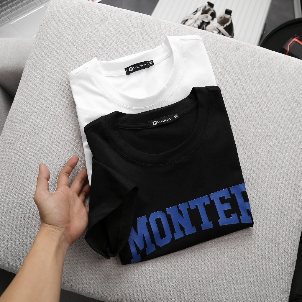 (Hàng Đẹp) Áo Thun Cổ Tròn MONTER.,chất thun cotton lụa thái siêu cấp (100% cotton),siêu mát, mịn, thấm hút tốt STS0184