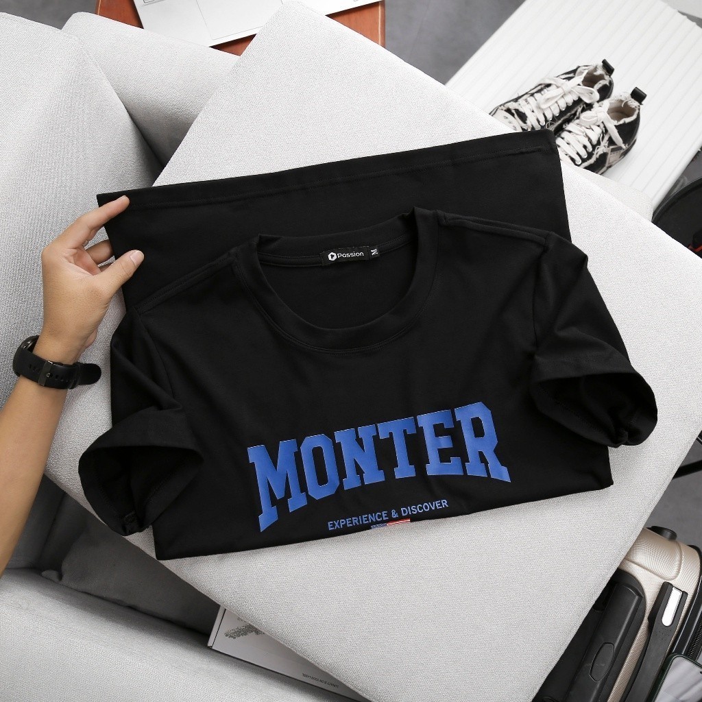 (Hàng Đẹp) Áo Thun Cổ Tròn MONTER.,chất thun cotton lụa thái siêu cấp (100% cotton),siêu mát, mịn, thấm hút tốt STS0184