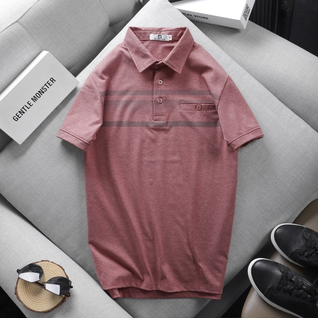 (Hàng Đẹp) Áo thun nam cổ bẻ có túi vải cotton muối, Chất mát mềm mịn thấm hút mồ hôi có độ co giãn cao -STS0141