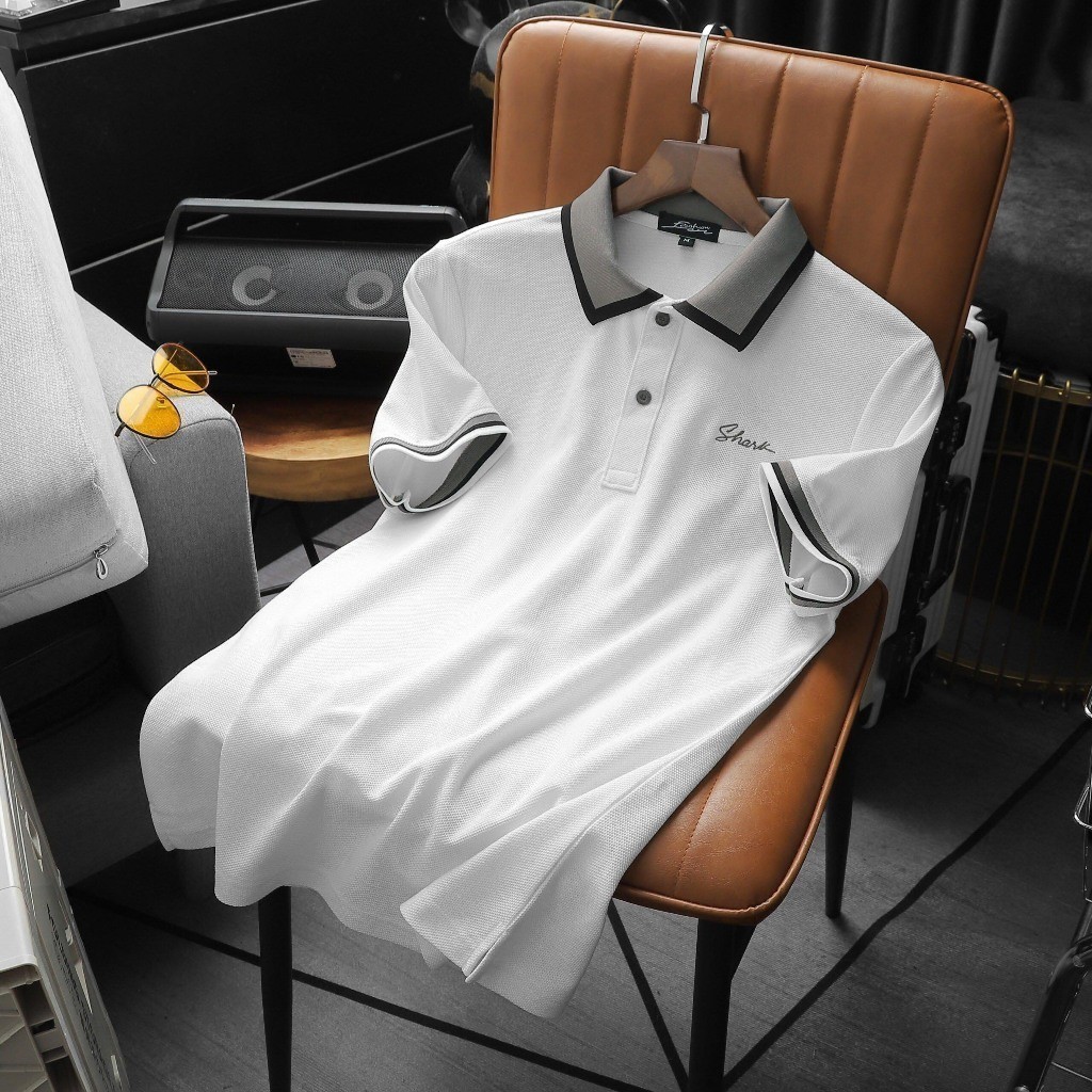 (Hàng Đẹp) Áo Thun Cổ Bẻ Shark,Thun cá sấu cotton lục giác cao cấp Chất mềm mát, thấm mồ hôi tốt, co giãn 4 chiều, 2 MÀU