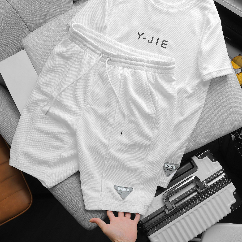 Bộ quần áo nam thể thao nam Y - JIE chất cotton dệt mắt tổ ong siêu mịn, thoáng mát, không bai xù, hàng cao cấp, STS0175