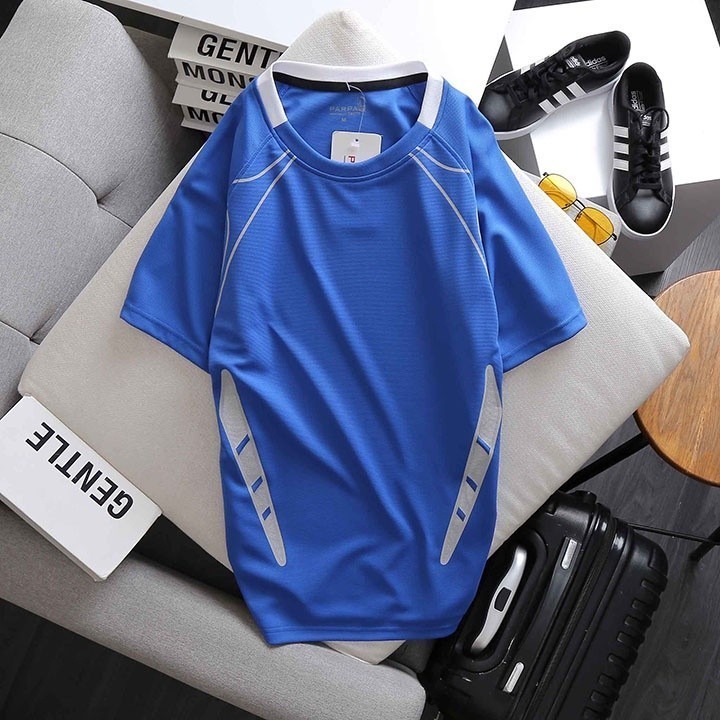(Hàng Đẹp) Áo thun thể thao cổ tròn M2, thun mè, màu xanh trắng đen -STS0089