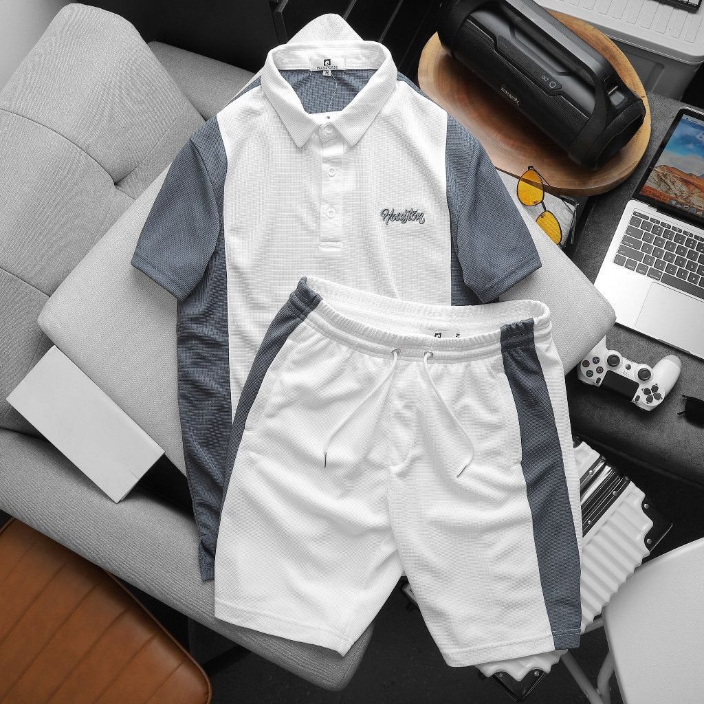 Bộ quần áo nam thể thao nam houston.chất cotton dệt mắt tổ ong siêu mịn, thoáng mát, chống nhăn, chống bám bụi , STS0180