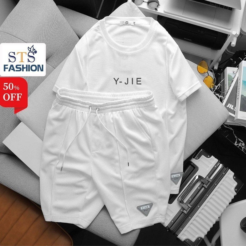 Bộ quần áo nam thể thao nam Y - JIE chất cotton dệt mắt tổ ong siêu mịn, thoáng mát, chống nhăn, chống bám bụi , STS0175