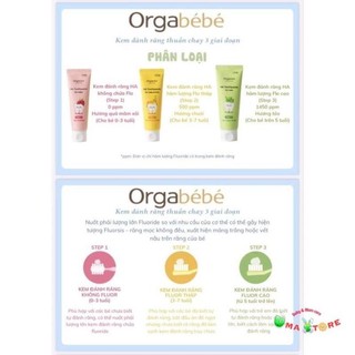 Kem đánh răng cho bé thuần chay Orgabebe Hàn quốc - 3 giai đoạn