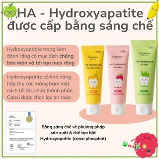 Kem đánh răng cho bé thuần chay Orgabebe Hàn quốc - 3 giai đoạn