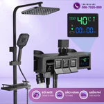Bộ vòi hoa sen 4 nút bấm Hiển thị nhiệt độ qua màn hình LED thế hệ mới - Màu đen — ảnh 1