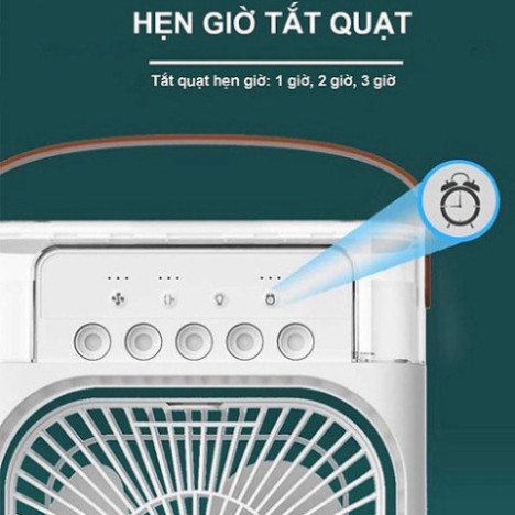 Quạt Điều Hòa Phun Sương Mini-  Quạt Làm Mát Bằng Hơi Nước Để Bàn 3 Chế Độ Tích Hợp Đèn Led Cổng Sạc USB - 968 New New