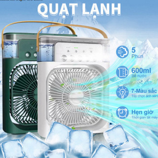 Quạt Điều Hòa Phun Sương Mini-  Quạt Làm Mát Bằng Hơi Nước Để Bàn 3 Chế Độ Tích Hợp Đèn Led Cổng Sạc USB - 968 New New
