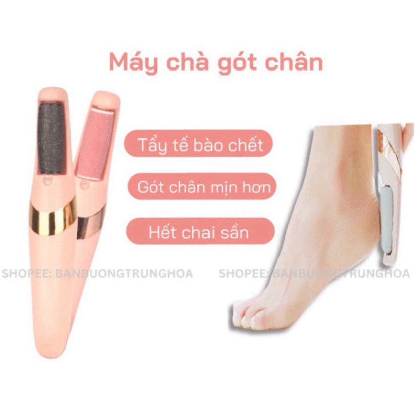 Máy chà gót chân loại bỏ da chết và vết chai, dụng cụ mài gót chân tại nhà 2 đầu mài, pin tích điện ( Bảo Hành 6 Tháng )