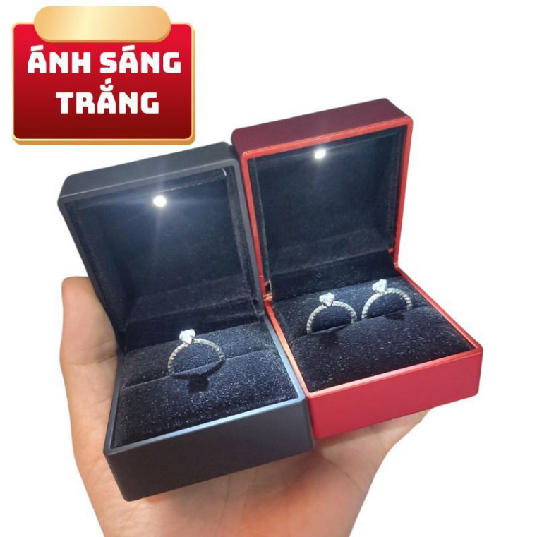 Hộp nhẫn có đèn Led JSP cao cấp nhận in LOGO hộp đựng nhẫn cưới hộp nhẫn đôi trang sức JSP