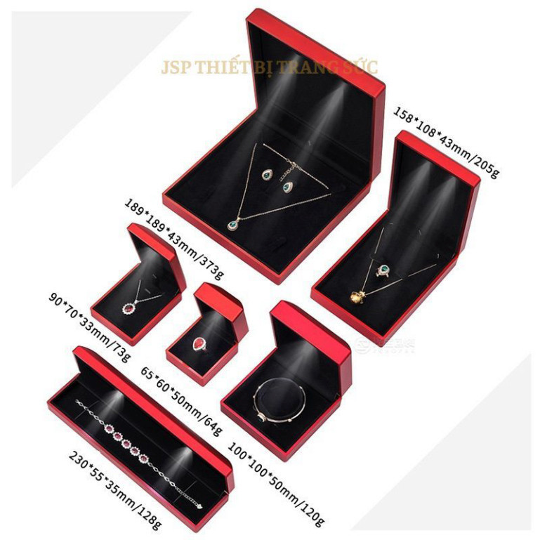 Hộp đựng trang sức có đèn led LUNA JSP hộp đựng dây chuyên in LOGO hộp nhẫn có đèn hộp nhẫn cưới