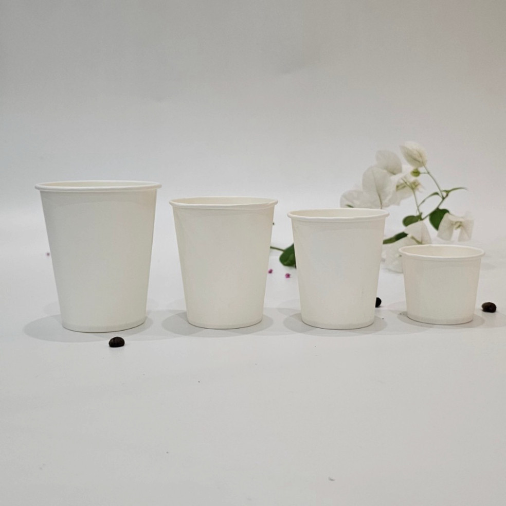 100 - 200 Cốc giấy dùng 1 lần màu trắng, Ly giấy uống nước phù hợp tiệc cưới liên hoan