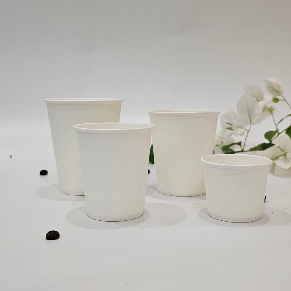 100 - 200 Cốc giấy dùng 1 lần màu trắng, Ly giấy uống nước phù hợp tiệc cưới liên hoan