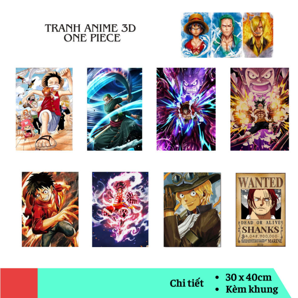 Tranh 3D ONE PIECE - Tranh 3D Anime - Tranh ĐẢO HẢI TẶC Nhân Vật Luffy ...