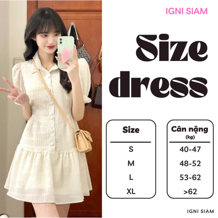 Váy babydoll cổ sơ mi dáng ngắn, váy polo đi biển đi chơi sang chảnh váy công chúa, váy tiểu thư