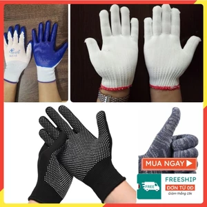 SET 10 Đôi Găng tay vải sợi lao động màu trắng - Bao tay bảo hộ lao động an toàn cho người sử dụng