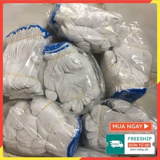 [GIÁ SỈ] COMBO 10 đôi găng tay vải sợi lao động bảo hộ màu trắng - Bao tất tay giá sỉ rẻ OKAMAS
