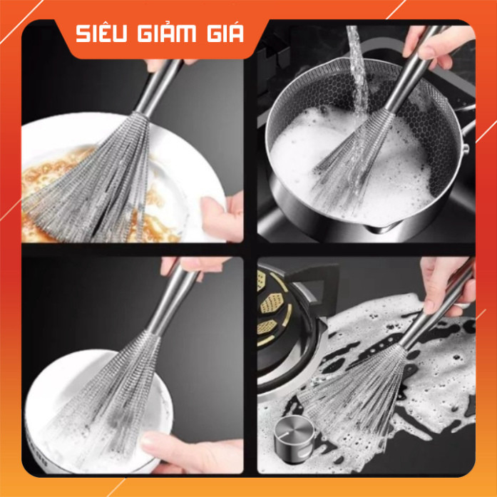 Chổi cọ nồi chảo inox 304 , Dùng để cọ rửa xoong, nồi, chảo loại dài ...