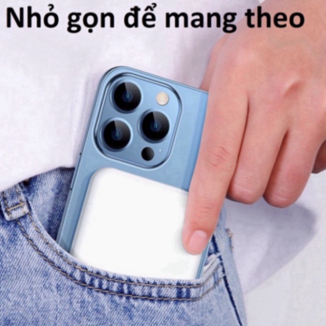 Pin Sạc Dự Phòng Không Dây 5000mAh ​Mini Có Nam Châm Tự Động Cho iPhone,android new