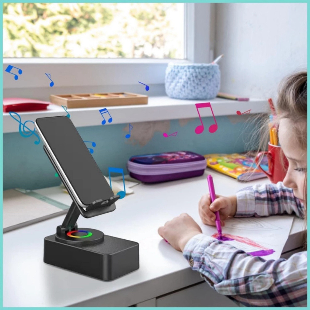 Loa Bluetooth Kèm Giá đỡ điện thoại WYS-2301BT/ WJ-S1 Bass căng xoay 360 độ Led RGB âm thanh hay. - ảnh 10