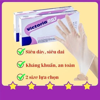 Găng tay Nilon VictoriaBay Siêu Dai Đa Năng Hộp 100 - Bao tay tiện lợi an toàn OKAMAS
