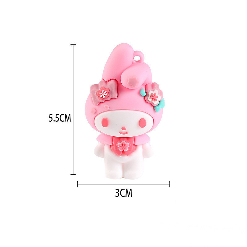 3 Móc Khóa Hoa Đào Thỏ Tai Dài 5.5Cm