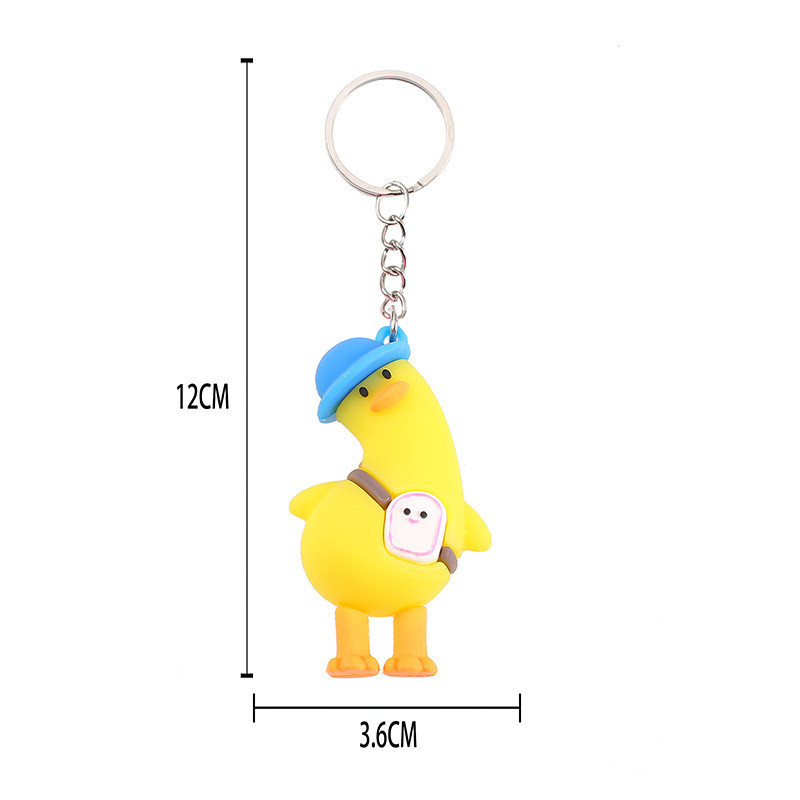 3 Móc Khóa Vịt Thời Trang Áo Xanh Mũ Xanh 6.5Cm
