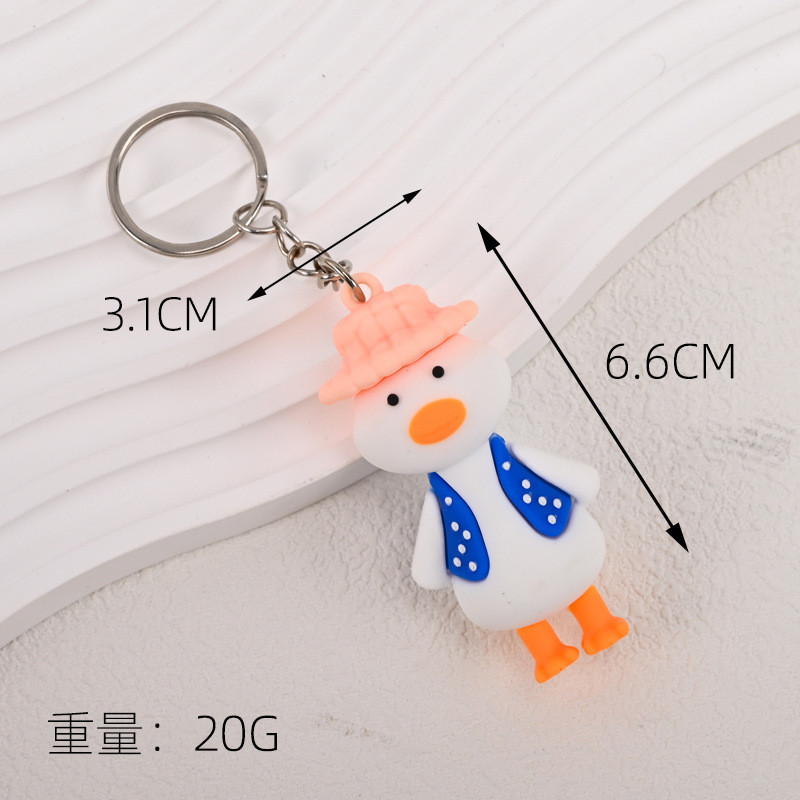 3 Móc Khóa Vịt Thời Trang Áo Xanh Mũ Xanh 6.5Cm